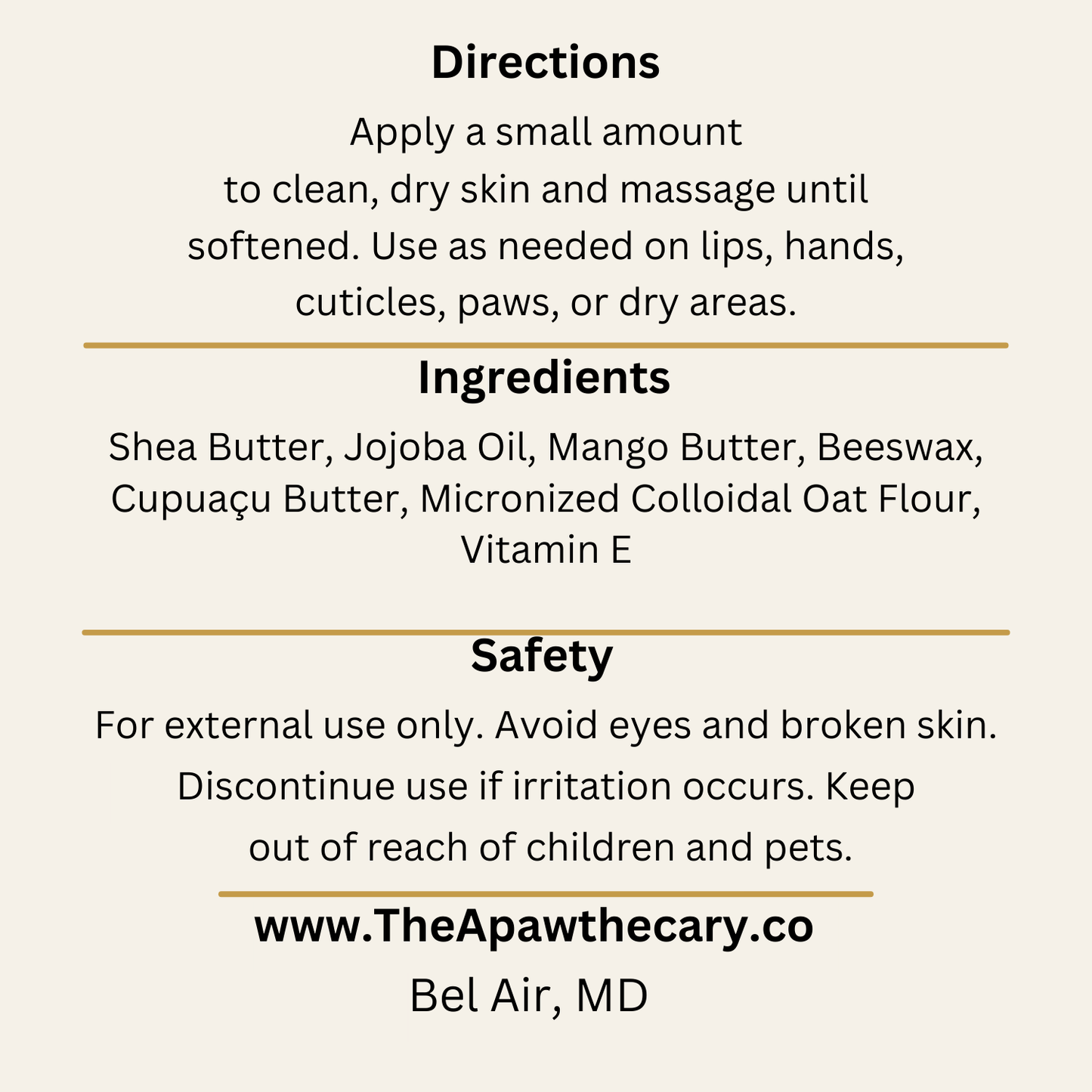 Balmy Behavior Back Label