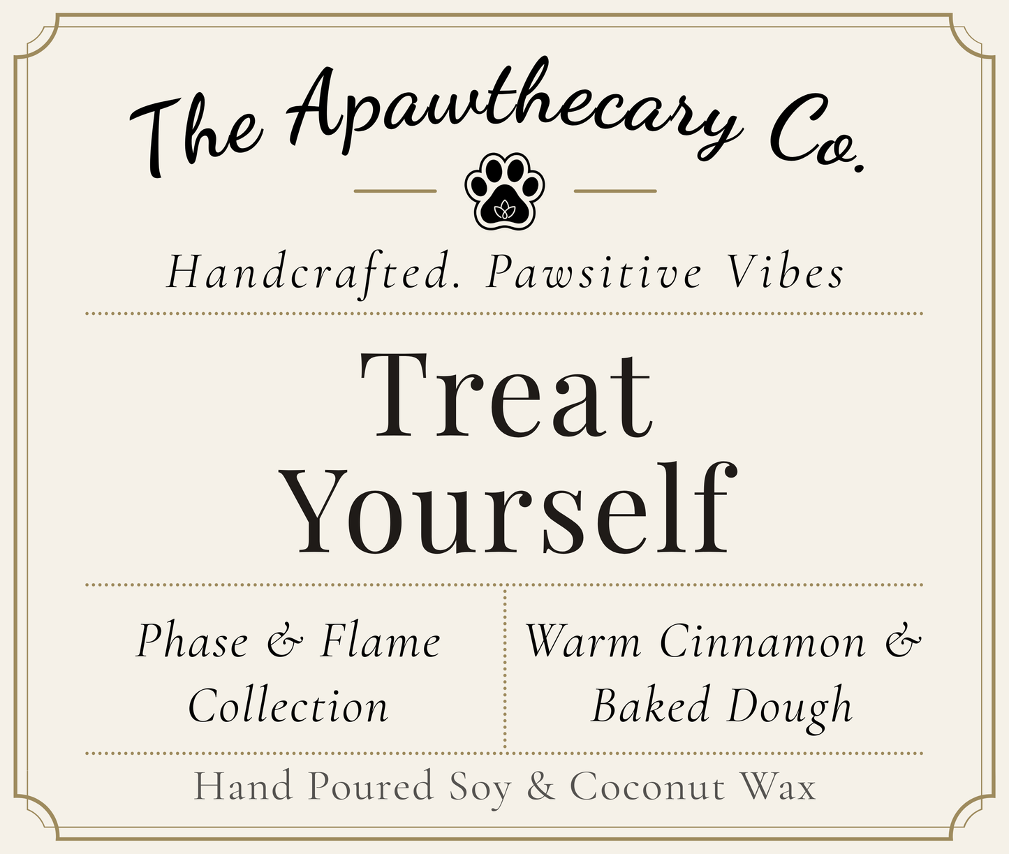 Product label for 'The Apawthecary Co.' with branding and product details.