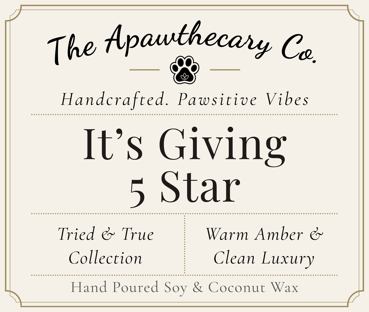 Advertisement for The Apawthecary Co. with text about a 5-star product and wax type.