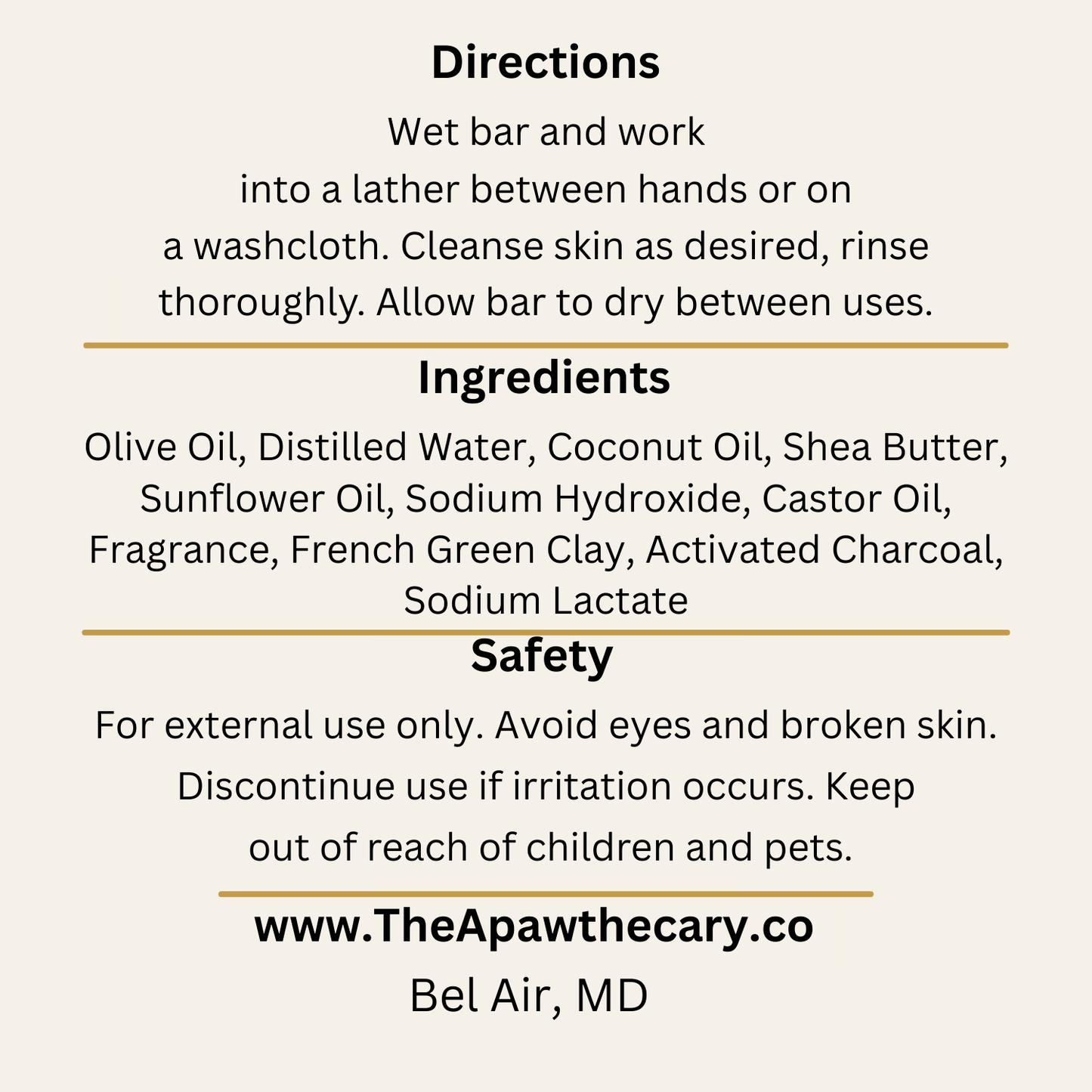 Soap of Glory Back Label