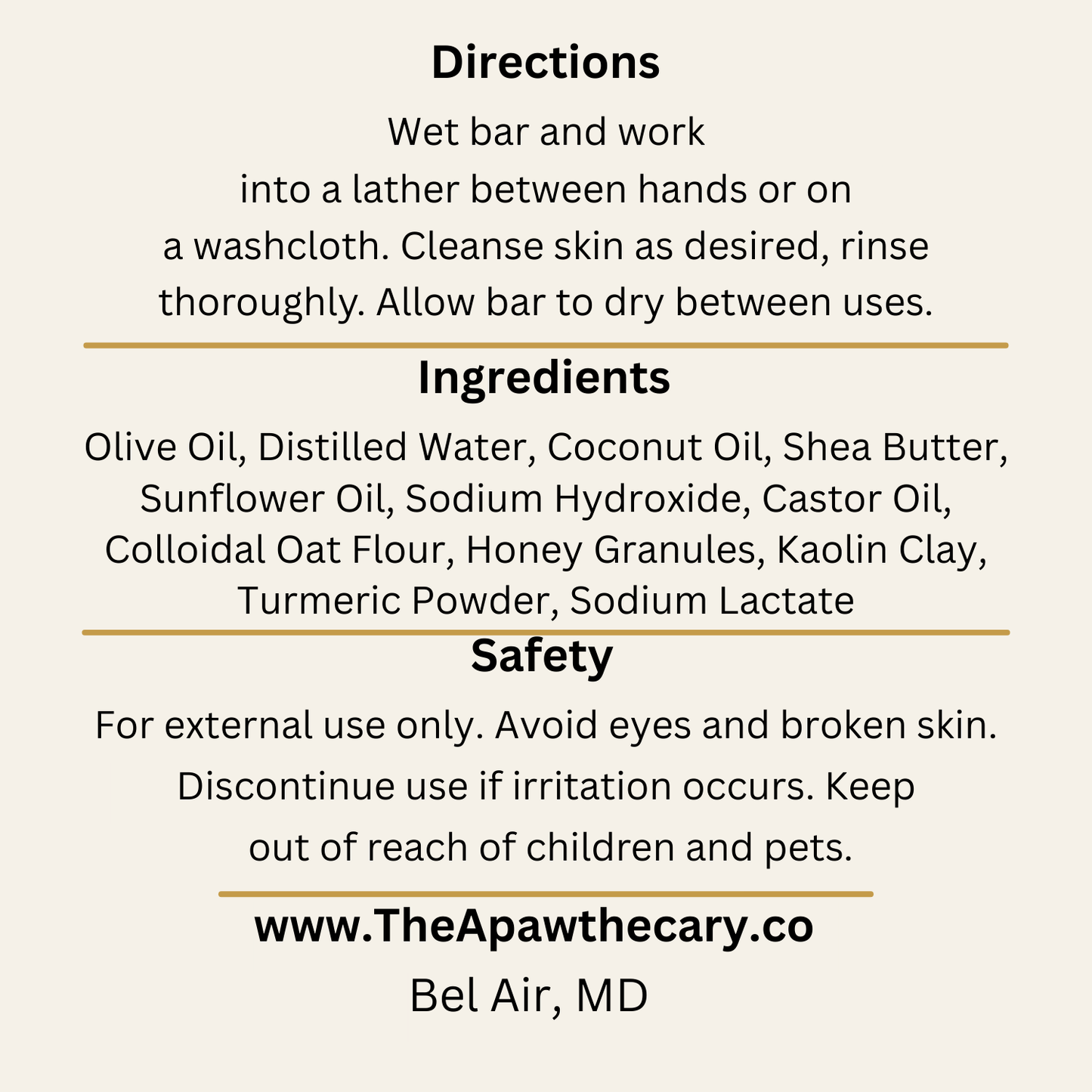 Golden Oat and Honey Back Label