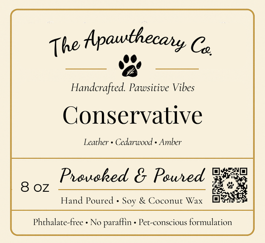 Conservative label label close-up