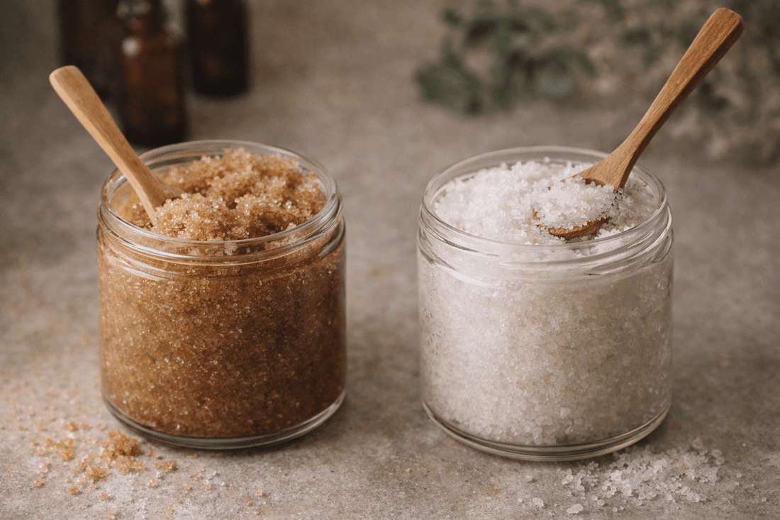 Salt scrub and sugar scrub