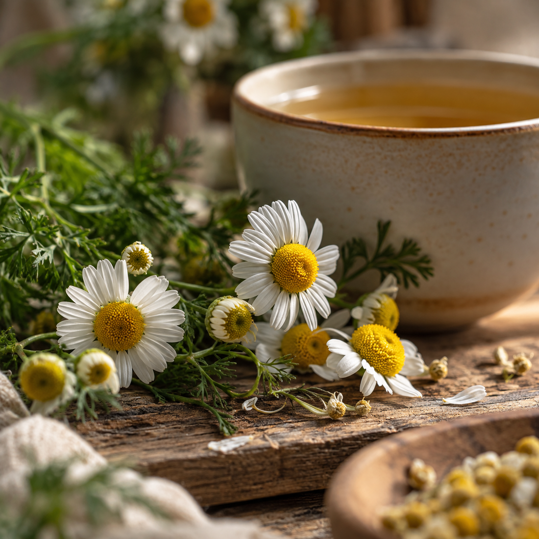 Chamomile Benefits: What the Science Says About Tea, Skin, and Calm — editorial photograph
