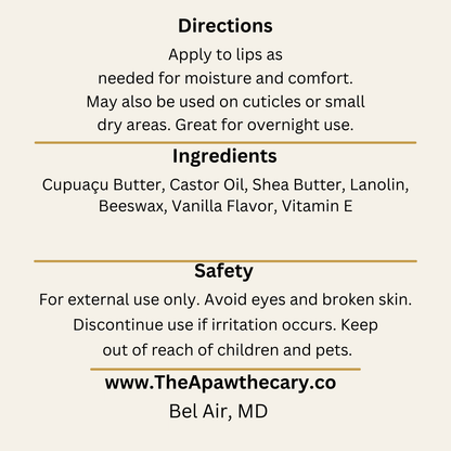 Low Key Lip Balm Back Label