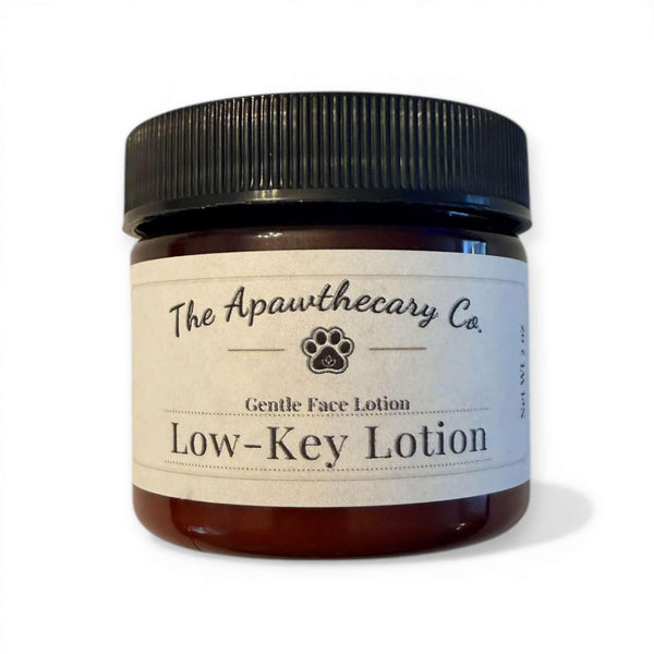 Jar of 'Low-Key Lotion' from The Apothecary Co. on a white background