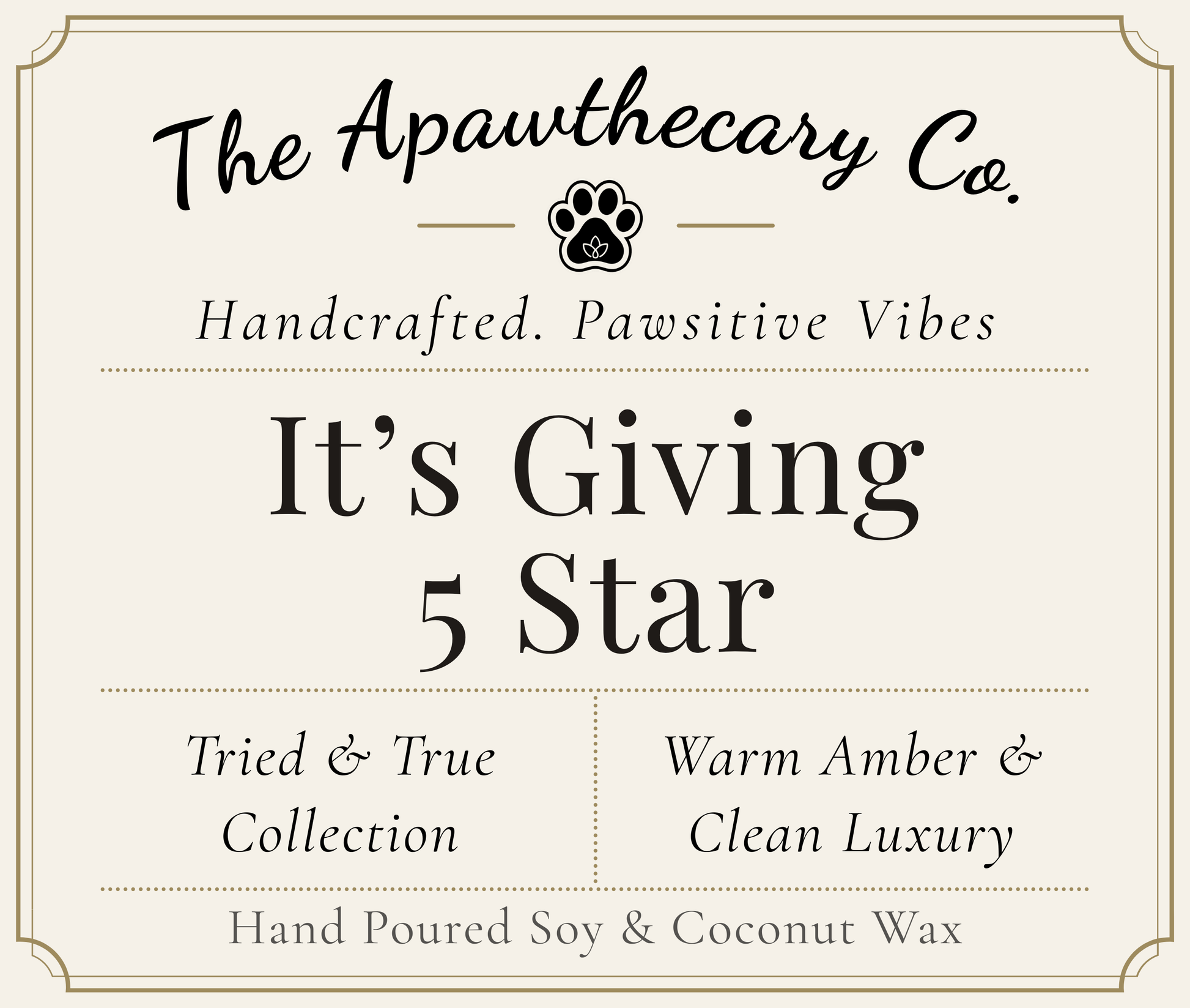 Advertisement for The Apawthecary Co. with text about a 5-star product and wax type.