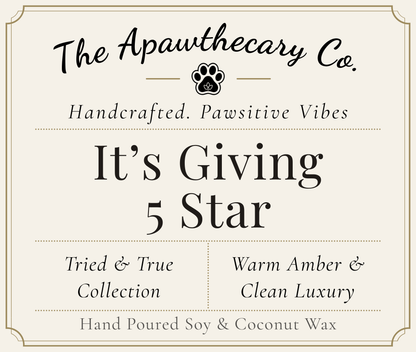 Advertisement for The Apawthecary Co. with text about a 5-star product and wax type.