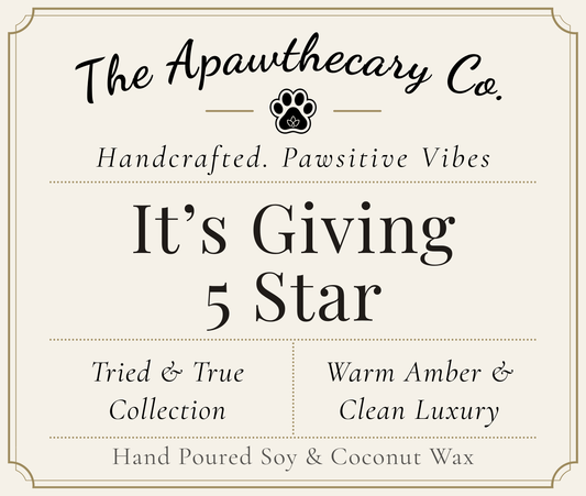 Advertisement for The Apawthecary Co. with text about a 5-star product and wax type.