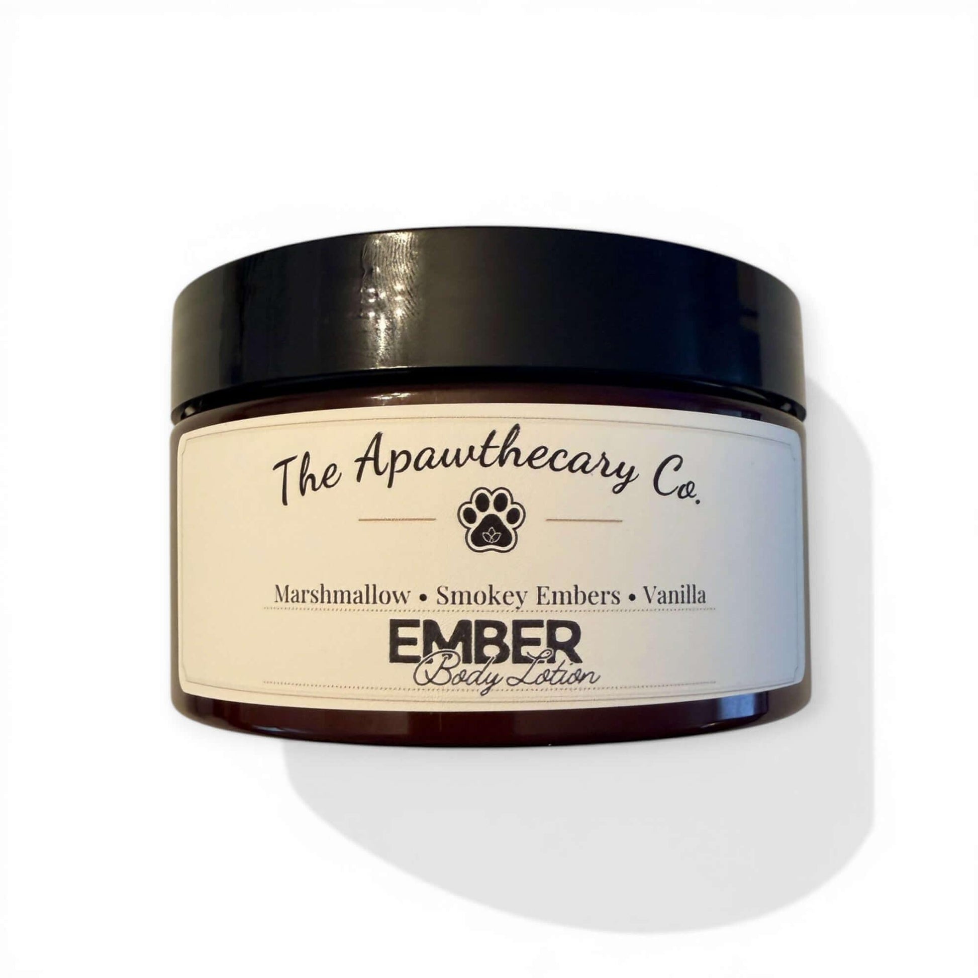 Jar of 'Ember' body lotion from The Apawthecary Co. on a white background
