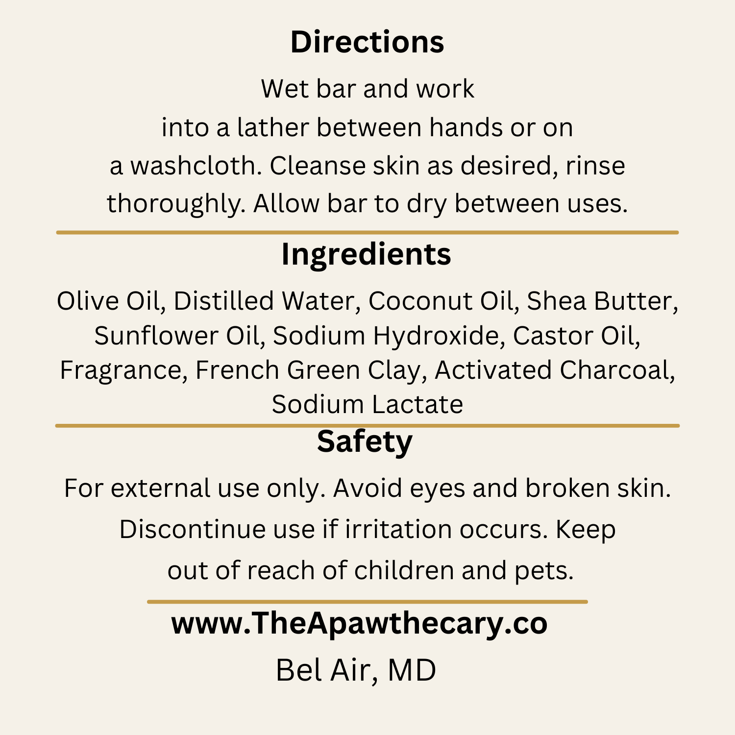 Soap of Glory Back Label