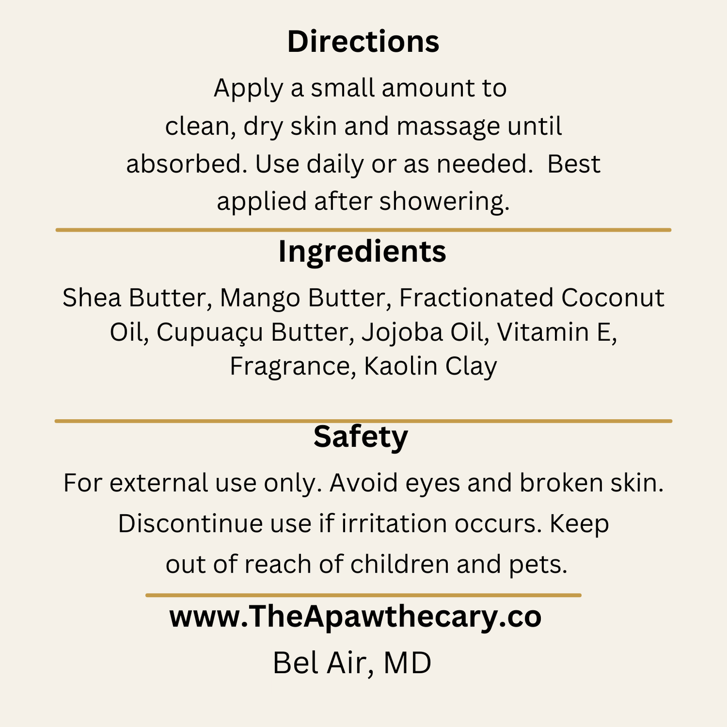 Soft AF Body Butter Back Label