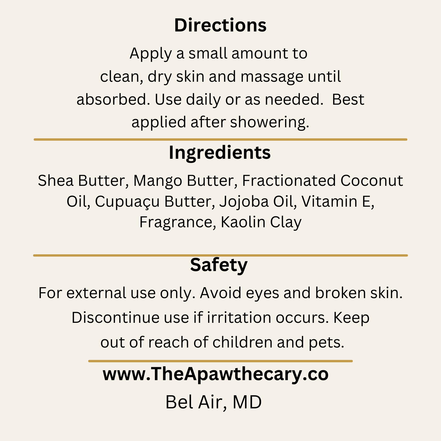 Soft AF Body Butter Back Label