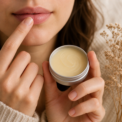 Woman Applying Balmy Behavior to lips