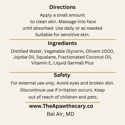 Product label with directions, ingredients, safety information, and branding details.