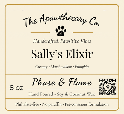 Sally's Elixir label label close-up
