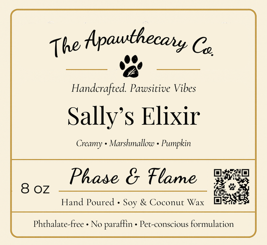 Sally's Elixir label label close-up
