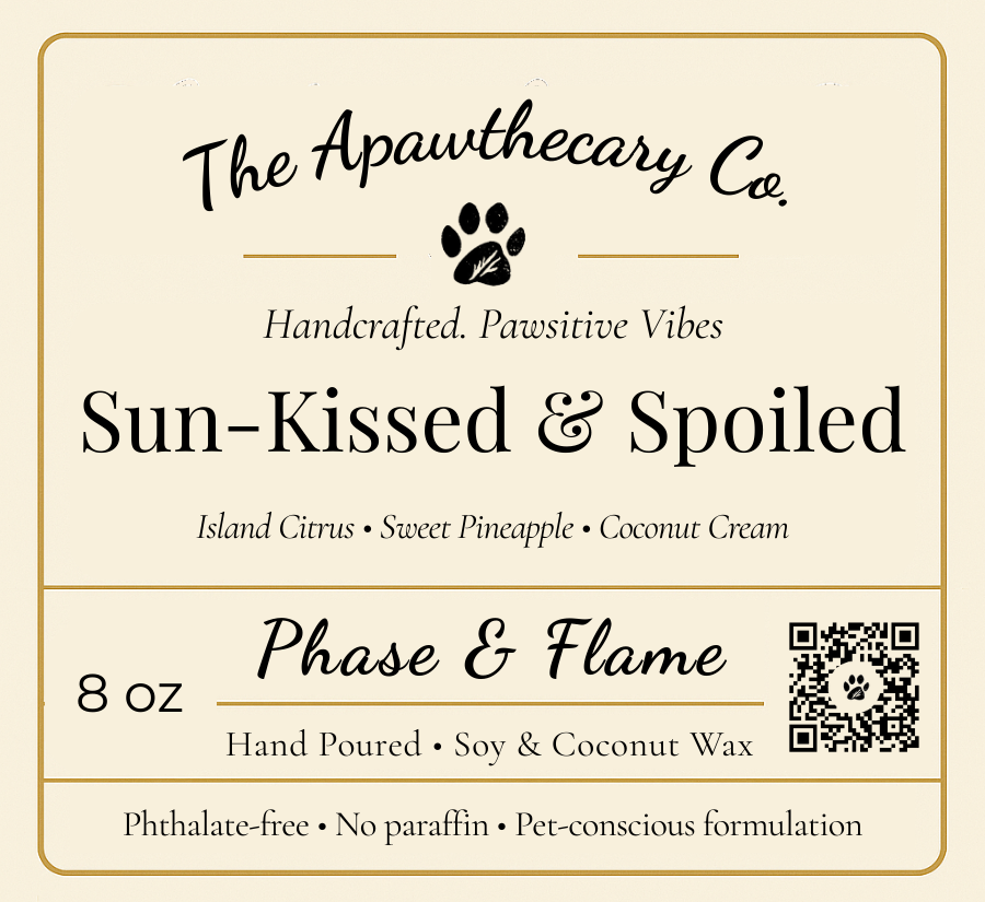 Sun-Kissed & Spoiled label label close-up
