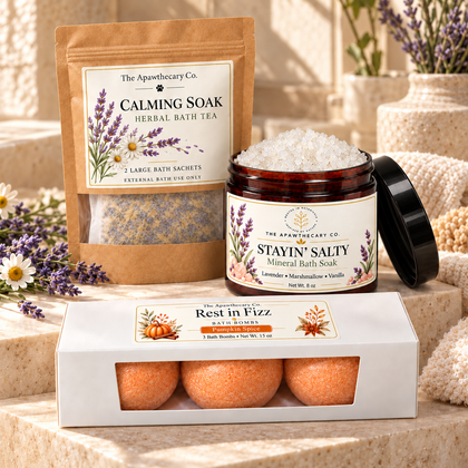 The Bath Edit – Soak Discovery Trio — lifestyle scene 2. Actual included products shown.
