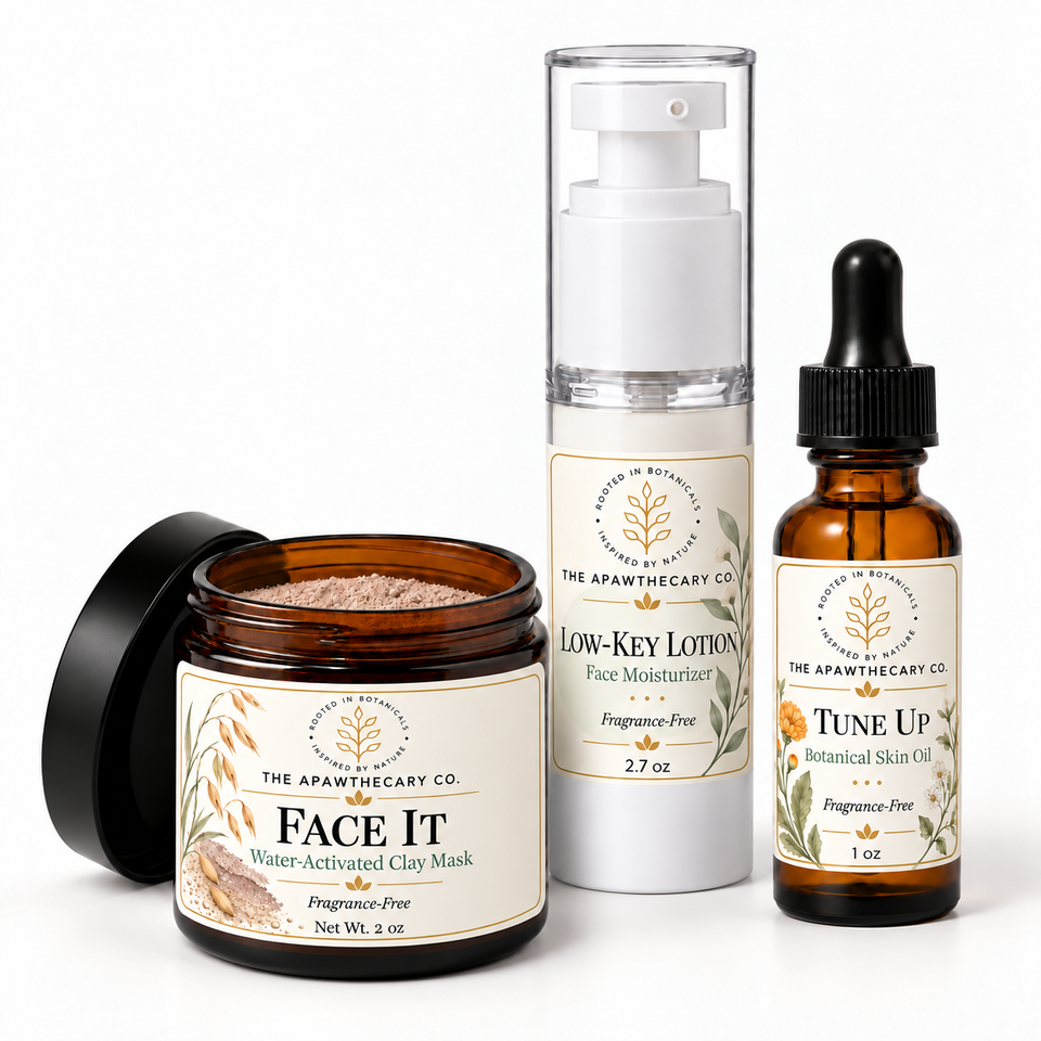 Face It – Mask, Moisturizer & Skin Oil Routine. Included products shown.