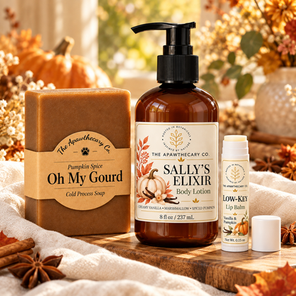 A Little Fall – Pumpkin Body Care Trio — lifestyle scene 2. Actual included products shown.