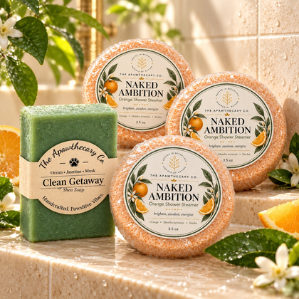 Morning Sunshine – Shower Steamer & Soap Duo — lifestyle scene 1. Actual included products shown.