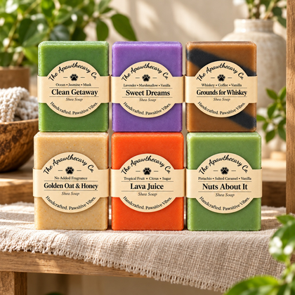 Soap Stash – Curated 3, 4 & 6-Bar Discovery Packs — lifestyle scene 2. Actual included products shown. Soap Wardrobe six-bar pack shown.