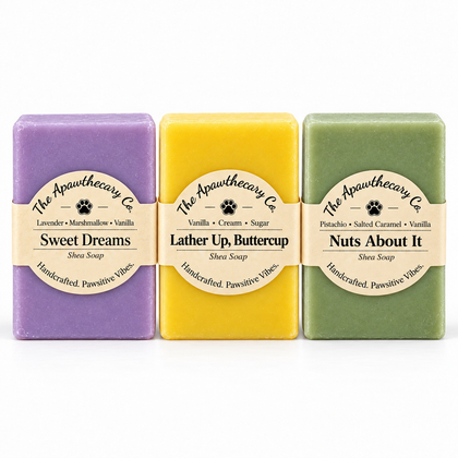 Soap Stash – Curated 3, 4 & 6-Bar Discovery Packs — 3 Bars – Soft & Sweet. Included products shown.