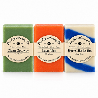 Soap Stash – Curated 3, 4 & 6-Bar Discovery Packs — 3 Bars – Bright & Fresh. Included products shown.