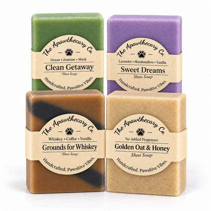 Soap Stash – Curated 3, 4 & 6-Bar Discovery Packs — 4 Bars – The Soap Flight. Included products shown.
