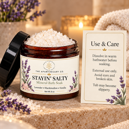 Stayin’ Salty – Mineral Bath Salt Soak — use and care instructions