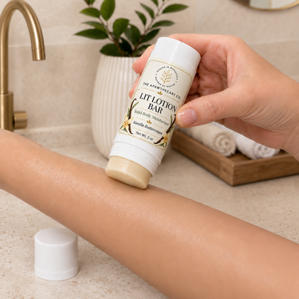 Lit Lotion Bar – Solid Body Moisturizer — solid lotion bar applied to arm