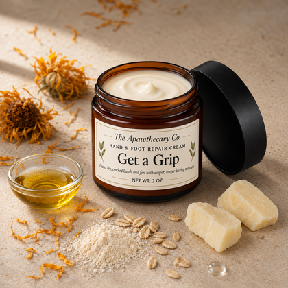 Get a Grip – Hand & Foot Cream — open cream jar showing consistency