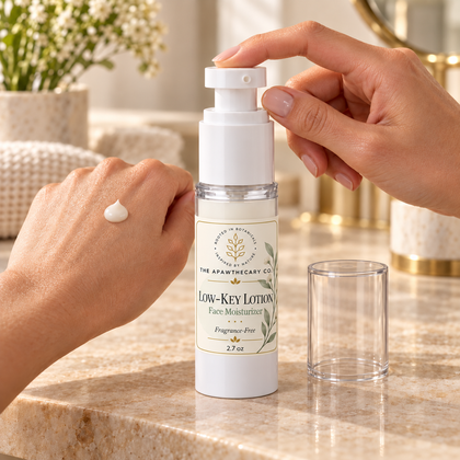 Low-Key Lotion – Fragrance-Free Face Moisturizer — face lotion dollop and pump
