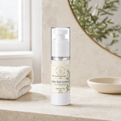 Low-Key Lotion – Fragrance-Free Face Moisturizer — face lotion in airless pump on counter