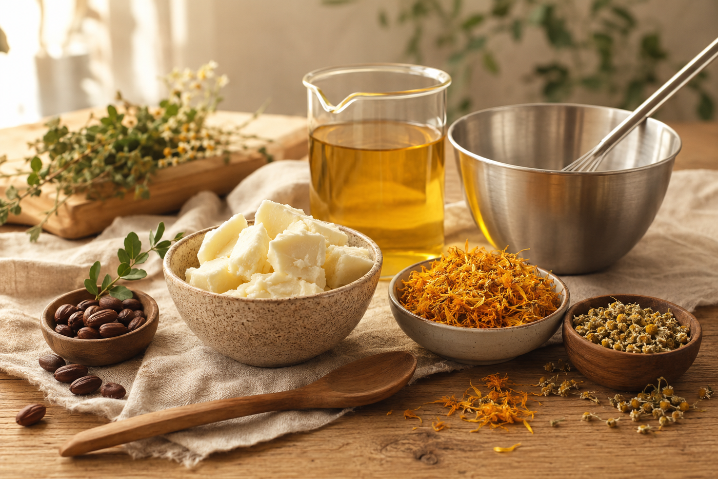 Handcrafted self-care ingredients and product textures