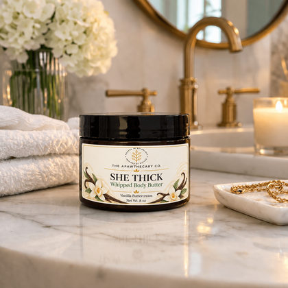She Thick – Whipped Body Butter in a home setting; an included component of this bundle. Other included products are shown elsewhere in the gallery.