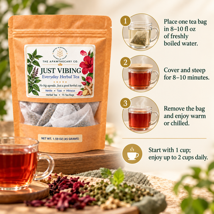 Just Vibing – Everyday Herbal Tea — use and care guide