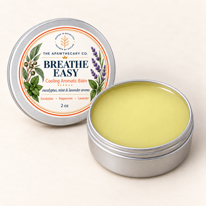 Open Breathe Easy 2 oz tin showing its very pale natural yellow-green balm.