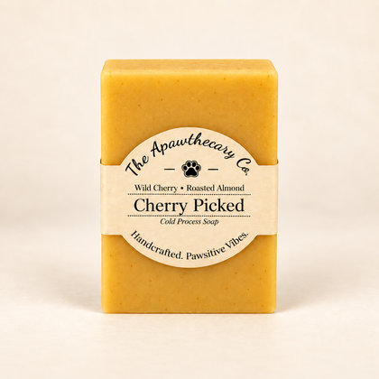 Cherry Picked cold process soap with wild cherry and roasted almond scent