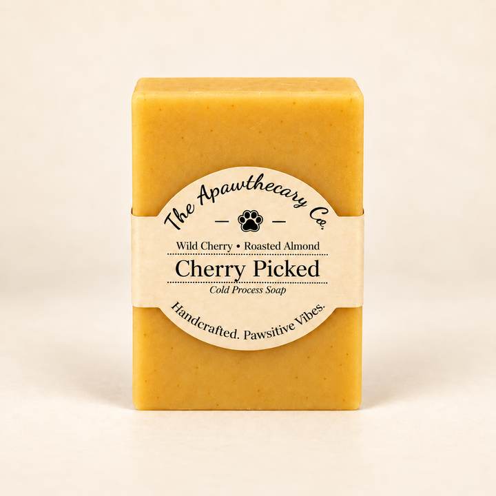 Cherry Picked cold process soap with wild cherry and roasted almond scent