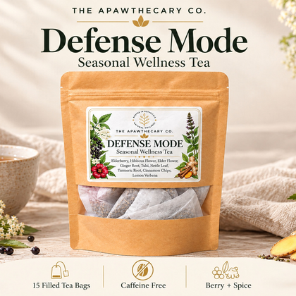 Defense Mode — Seasonal Wellness Tea; product showcase.