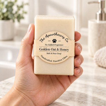 Golden Oat and Honey fragrance-free soap held in hand