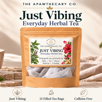 Just Vibing — Everyday Herbal Tea; product showcase.