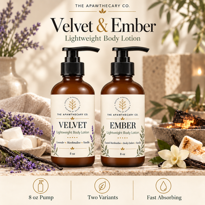 Velvet & Ember — Lightweight Body Lotion; product showcase