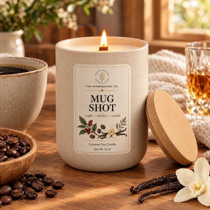 Mug Shot candle in a cozy morning coffee nook