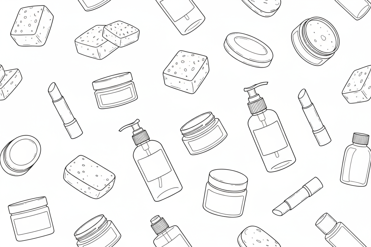 no words on the products and scatter them products randomly throughout