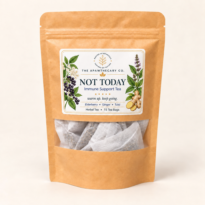 Not Today herbal tea pouch labeled 15 tea bags.