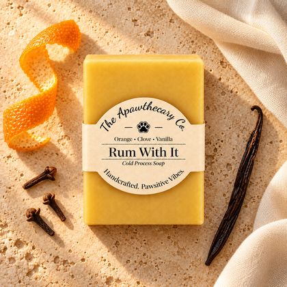 Rum With It soap styled with orange peel, clove and vanilla
