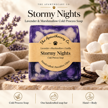 Stormy Nights — Lavender & Marshmallow Cold Process Soap; product showcase